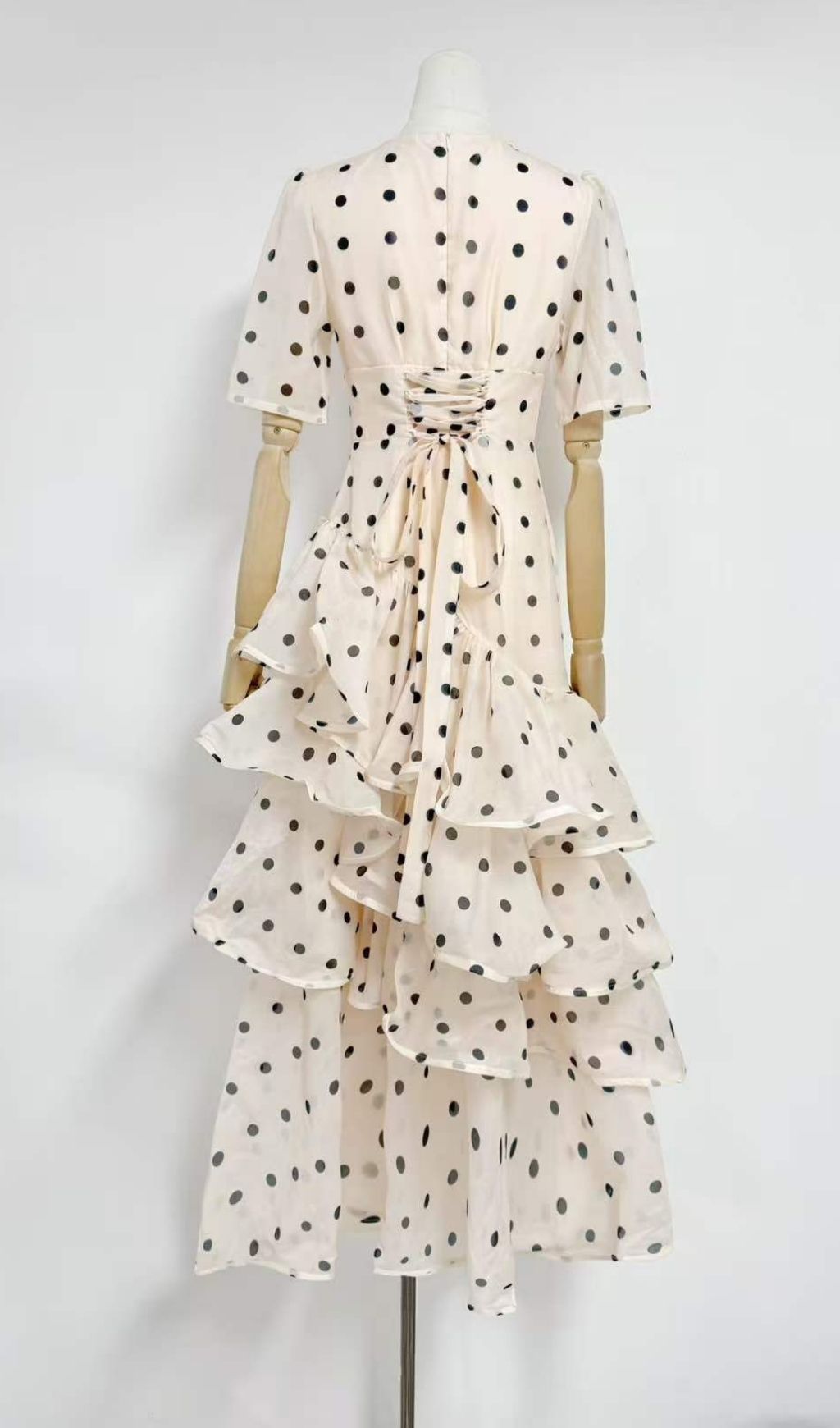 8c6660e852f3b39781068a1c13604c28.jpg Fashionslee Women Kelsi Apricot Dot Layered Maxi Dress