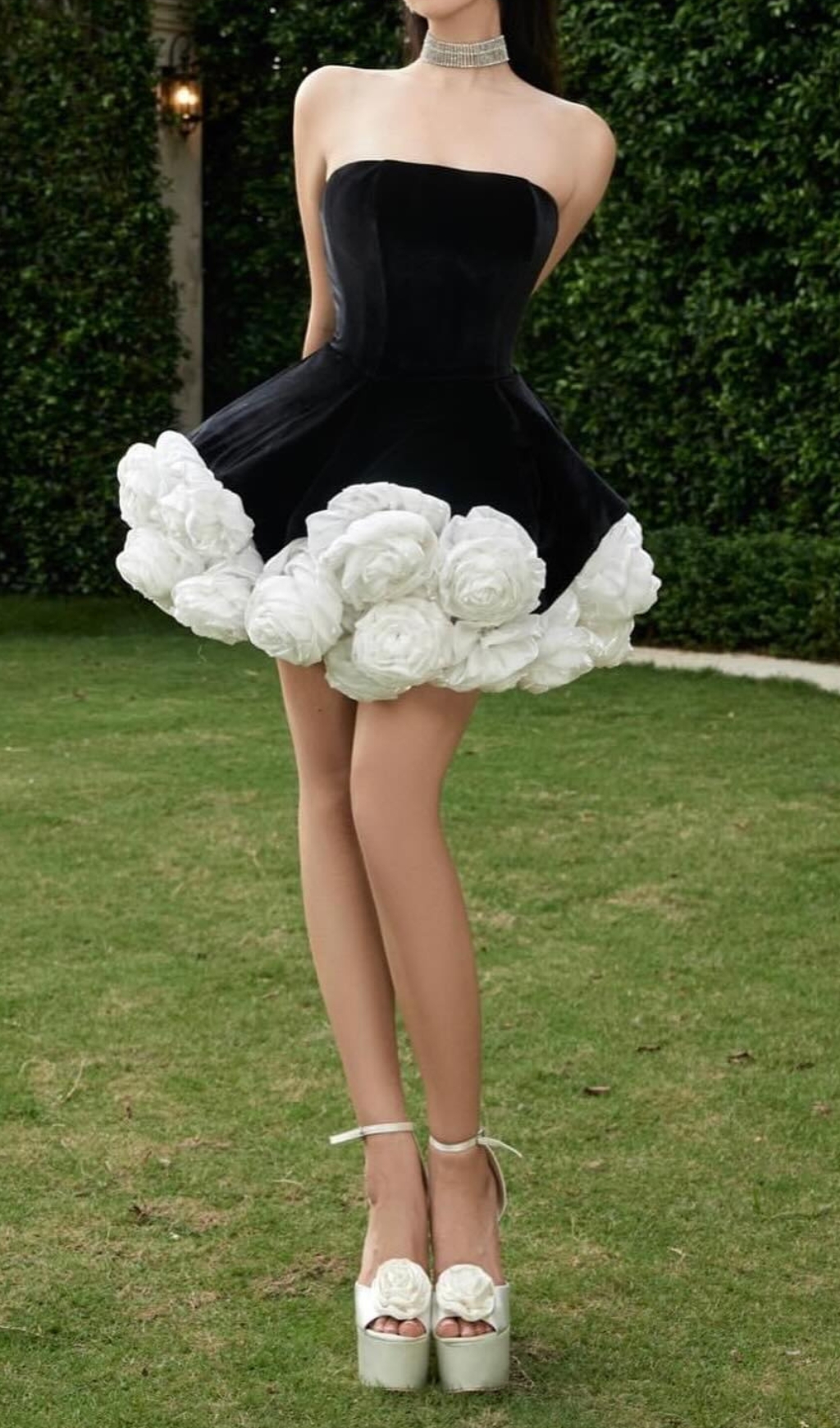 Fashionslee Women Candie Strapless Flower Mini Dress