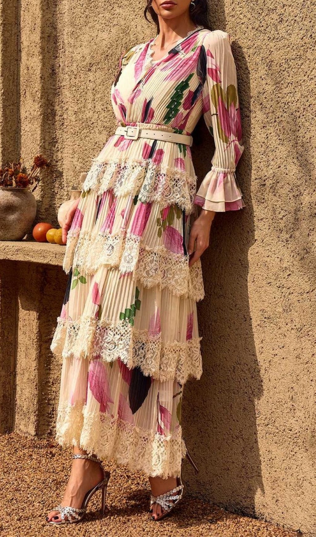8c945028582d30fa67b5732e4ba683c4.jpg Fashionslee Women Charleen V Neck Floral Lace Tiered Maxi Dress