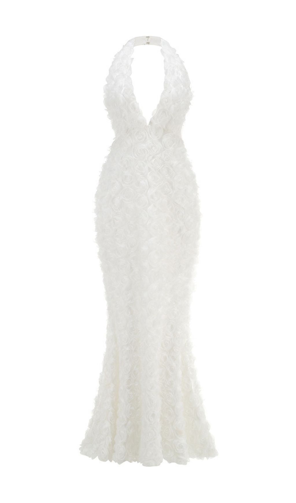 TRENDING WHITE HALTER FLOWER GOWN - OWNCI