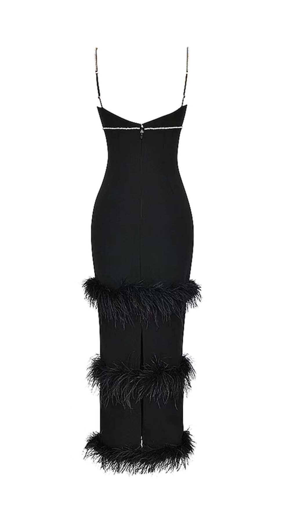 8cce99c14b41b1f946801958add474f5.jpeg Fashionslee Women Rhinestone Tiered Feather Midi Dress In Black