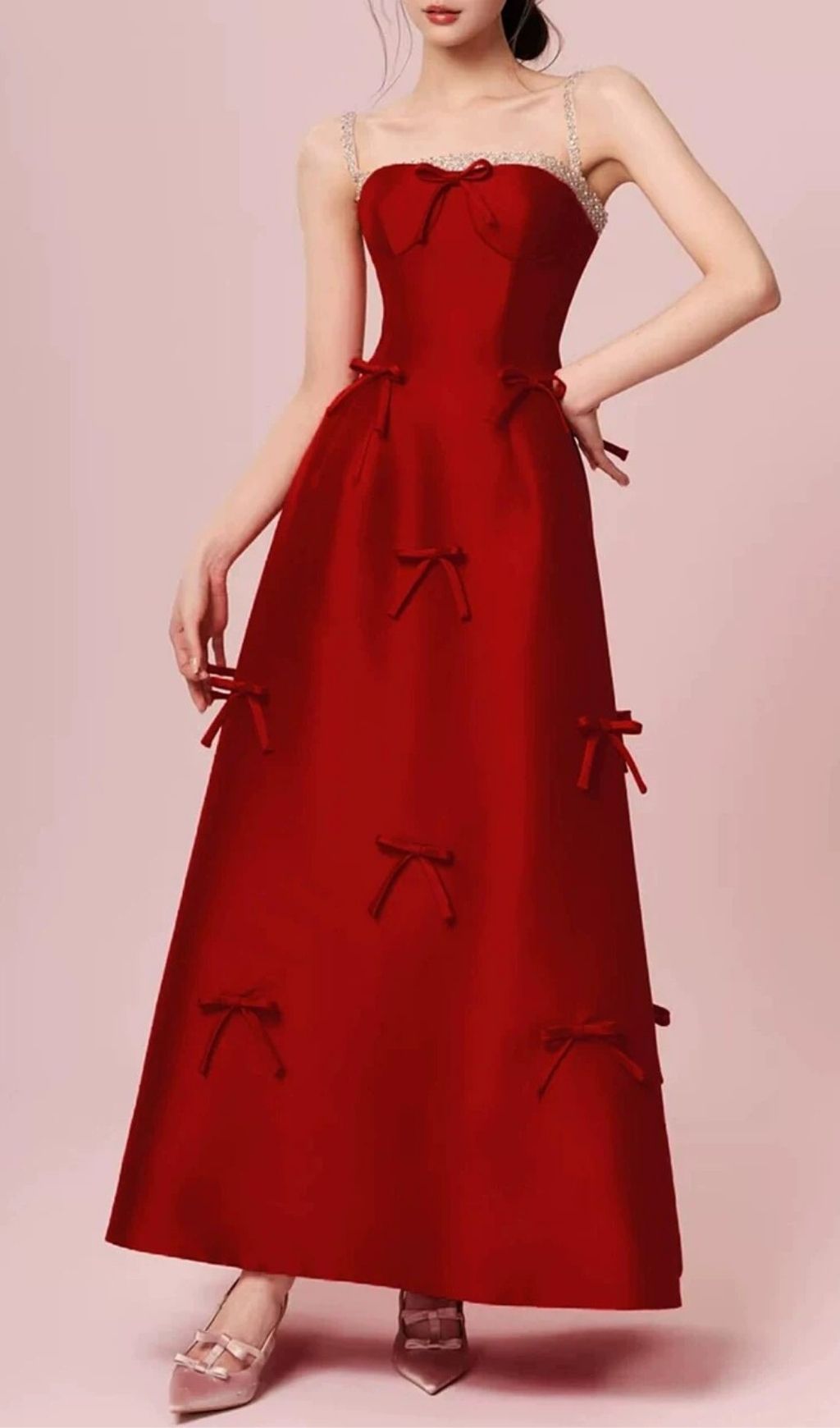 8cdfb511d159e0e1ac90f3687233ecf0.jpg Fashionslee Women Kiara Red Strappy Bow Maxi Dress