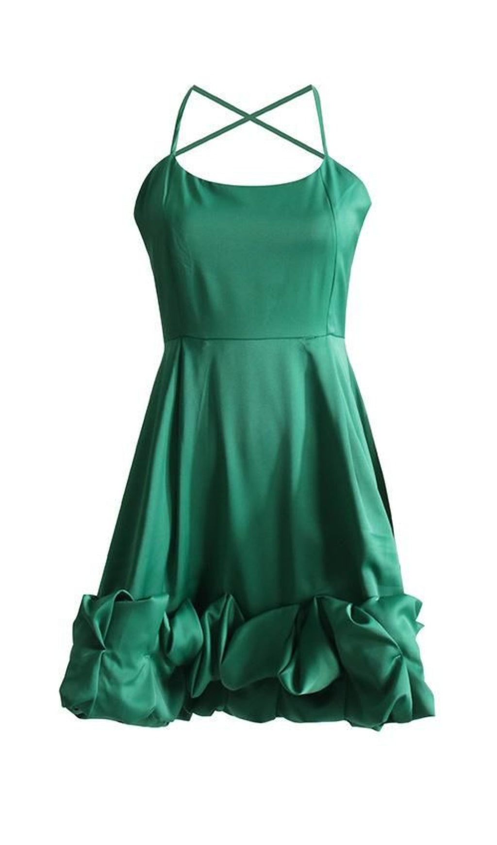 Fashionslee Women Strapless Halter Satin Mini Dress In Green