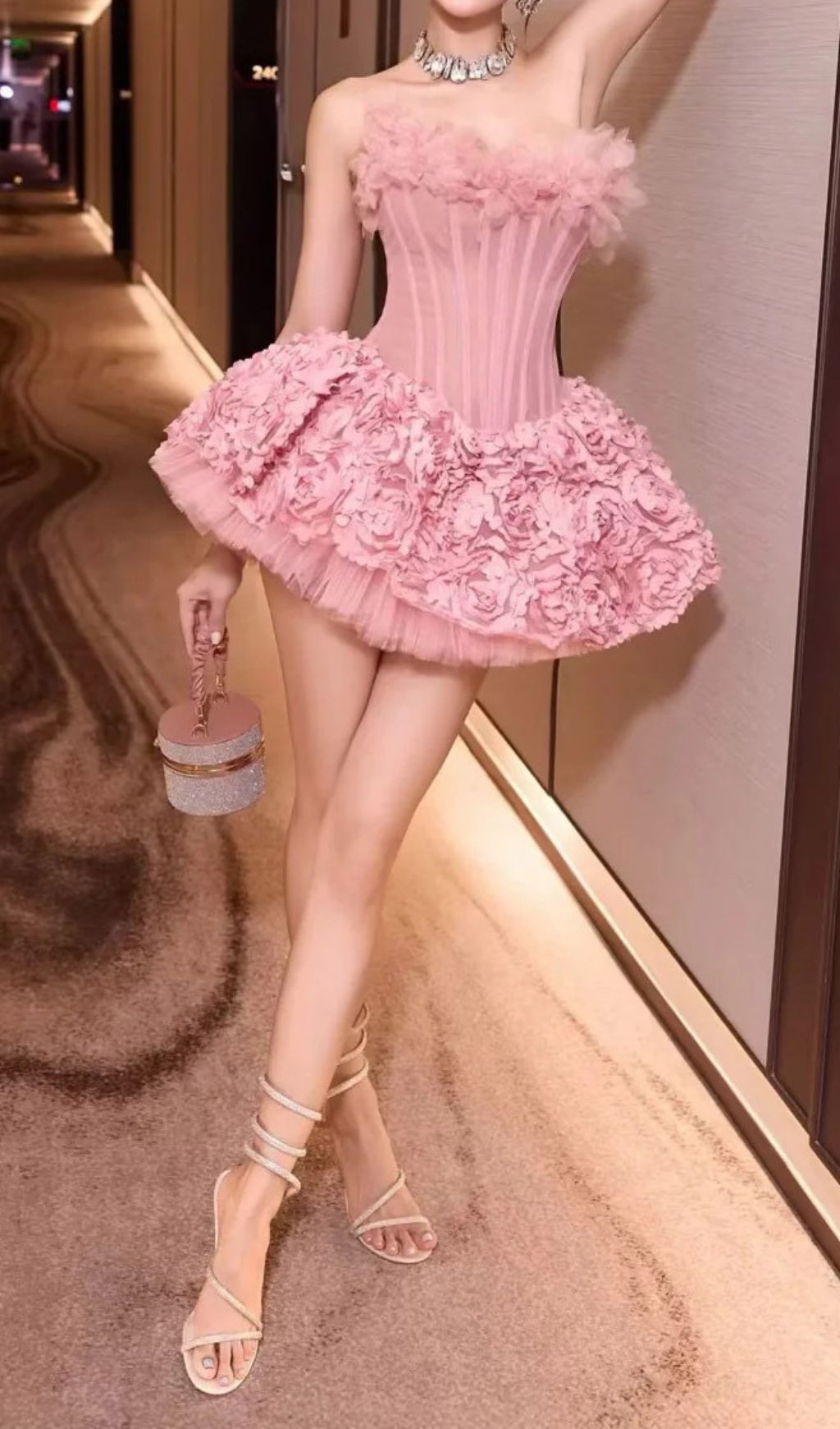8d123088ce01c7815a78f9021a2dc963.jpg Fashionslee Women Irma Strapless Corset Flower Mini Dress