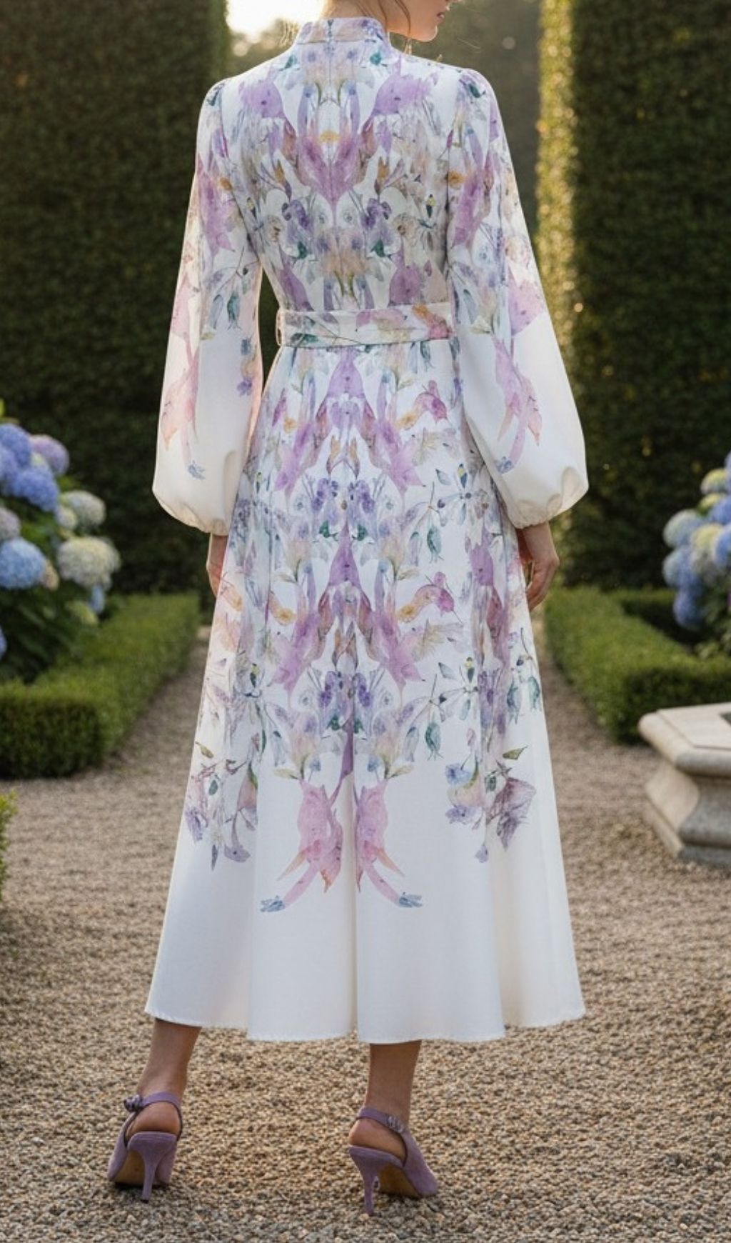 Fashionslee Women Kamiko Floral Long Sleeve Midi Dress