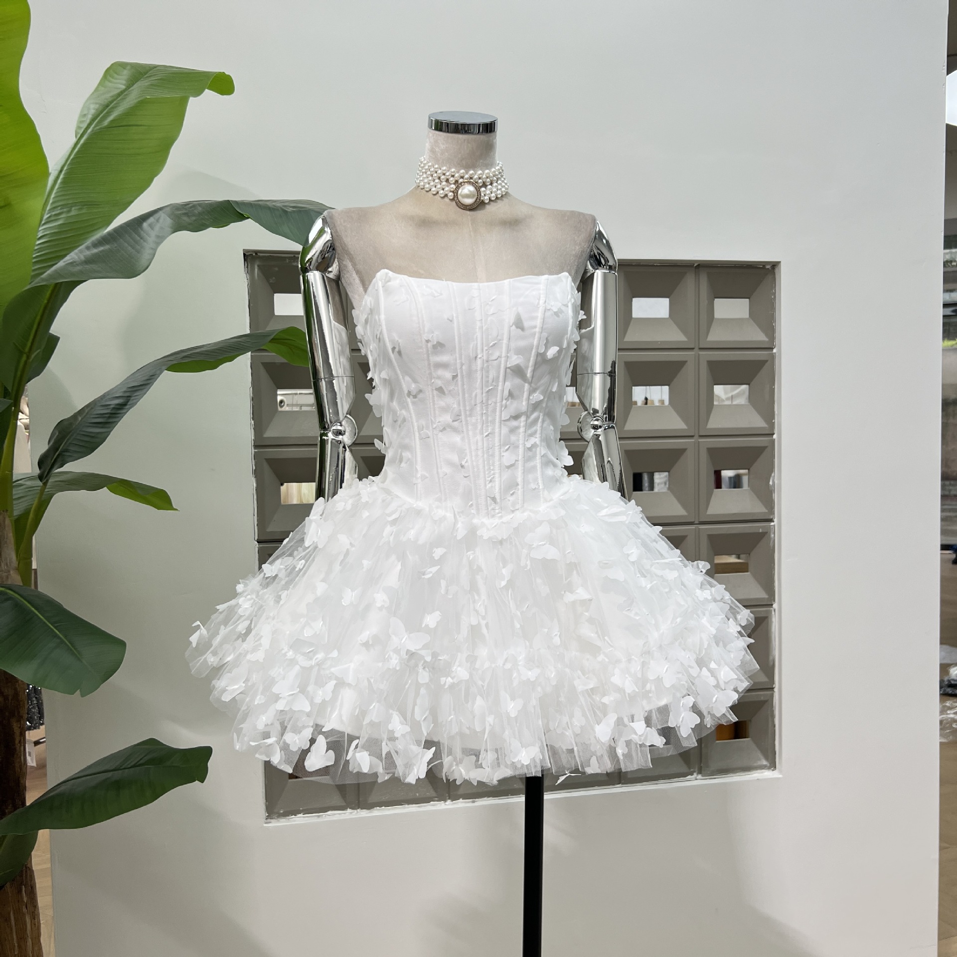 Fashionslee Women Fyra Strapless Corset Butterfly Embellished Mini Dress