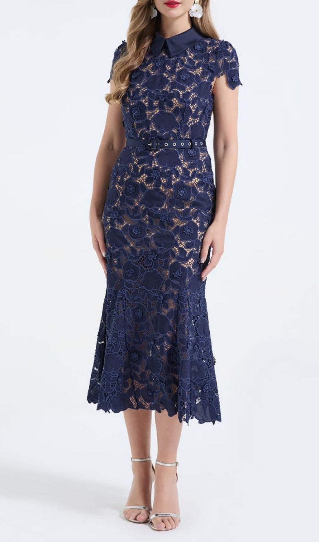 8d6c92eb3d952c6a1bdf539962007751.jpg Fashionslee Women Kennita Navy Lace Midi Dress