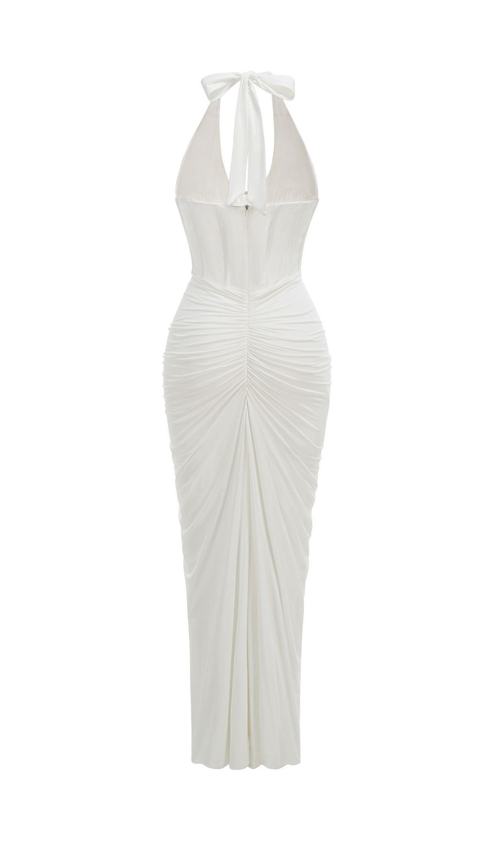 8d8bc9c14cfbe9a7de7af392cba9aa70.jpg Fashionslee Women Kezia White Halter Corset Ruched Maxi Dress