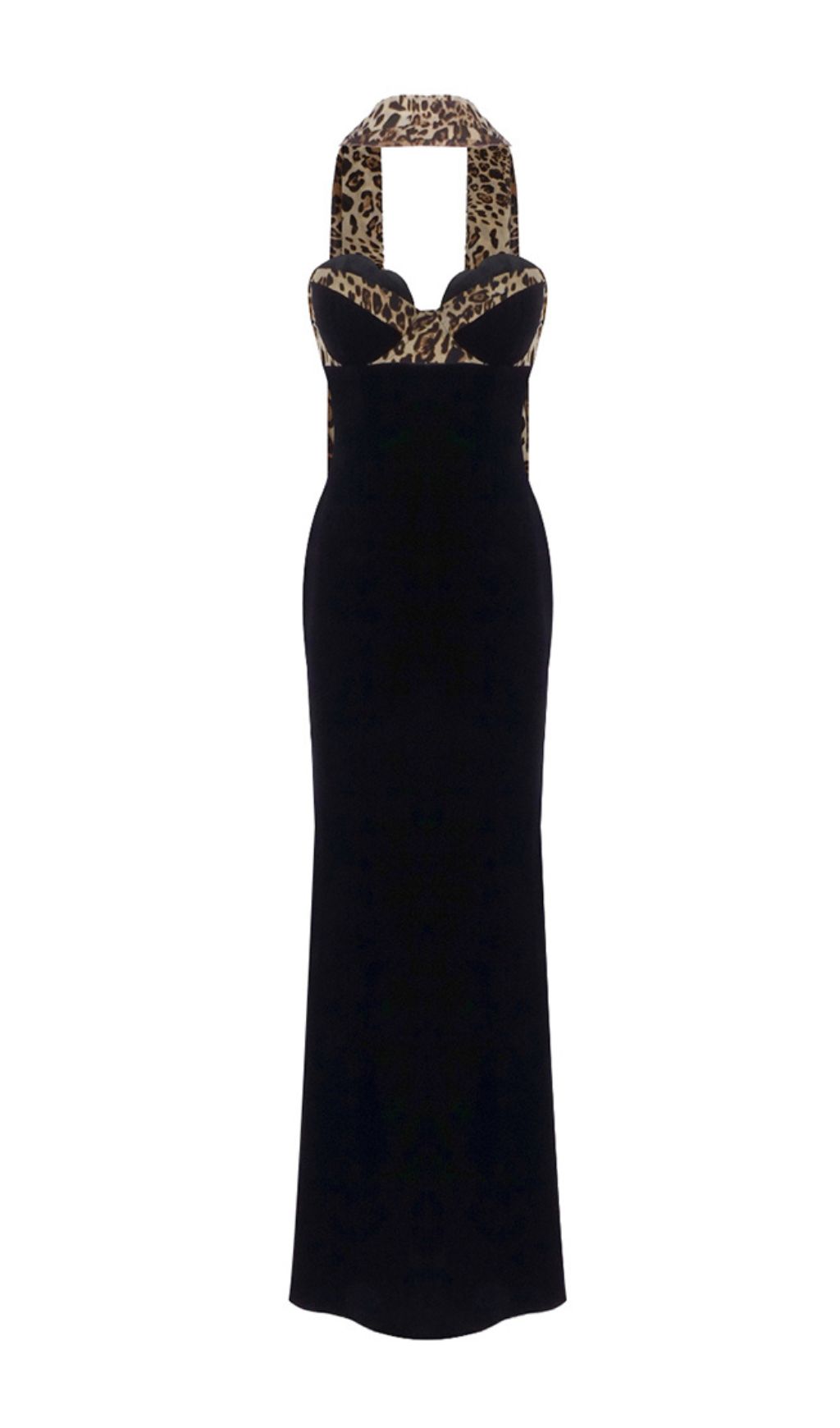 Fashionslee Women Fox Black Leopard Velvet Maxi Dress