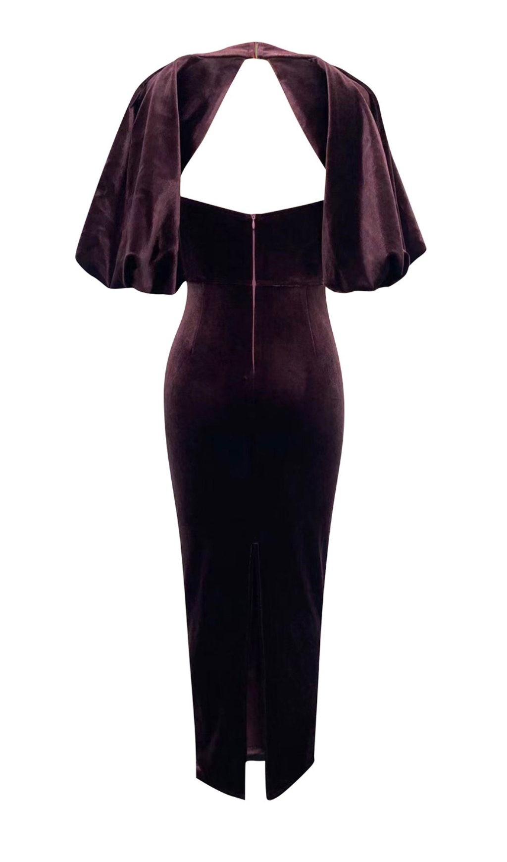 Fashionslee Women Corrado Wine V-Neck Velvet Maxi Dress