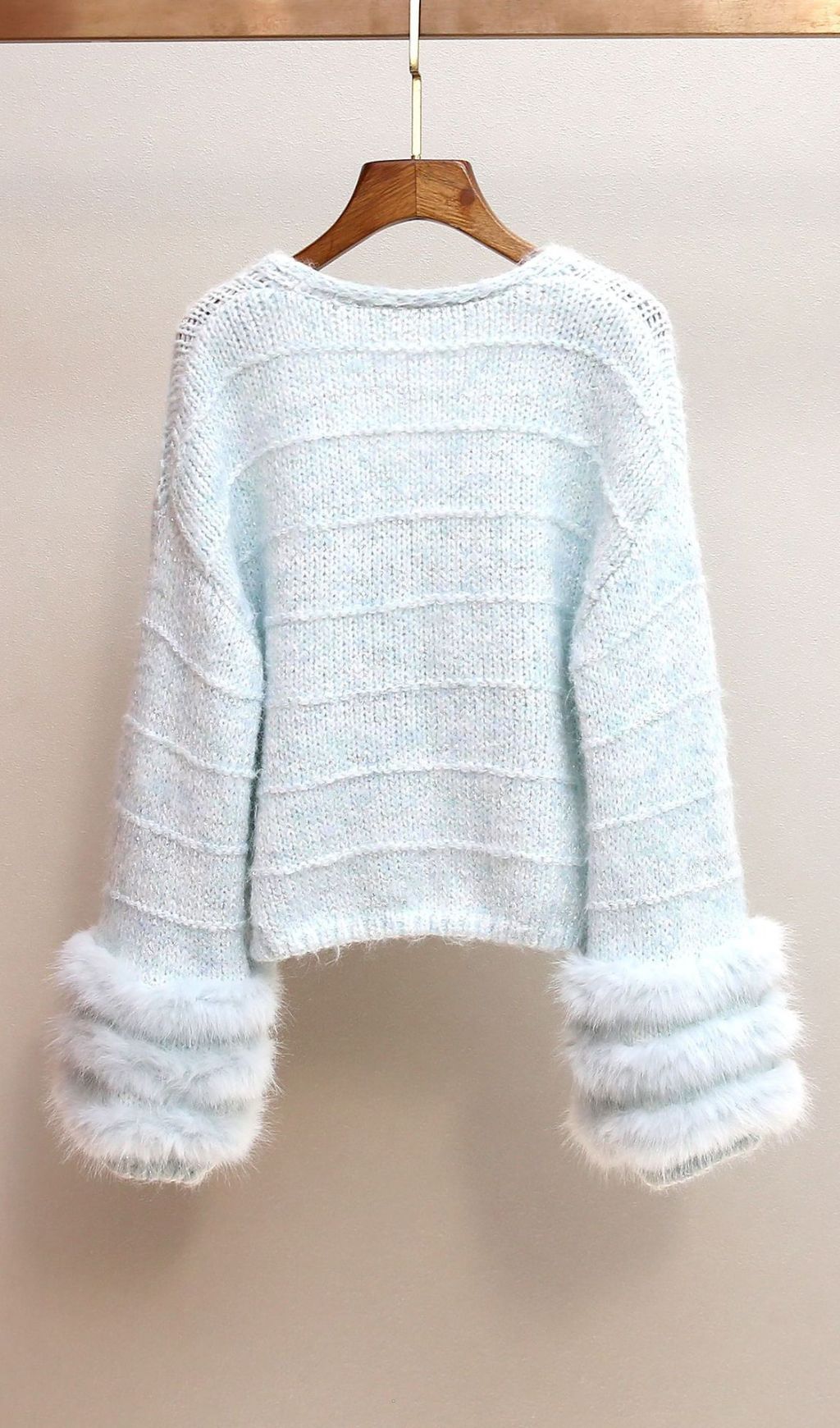 Fashionslee Women Joanie Blue Plush Knit Cardigan