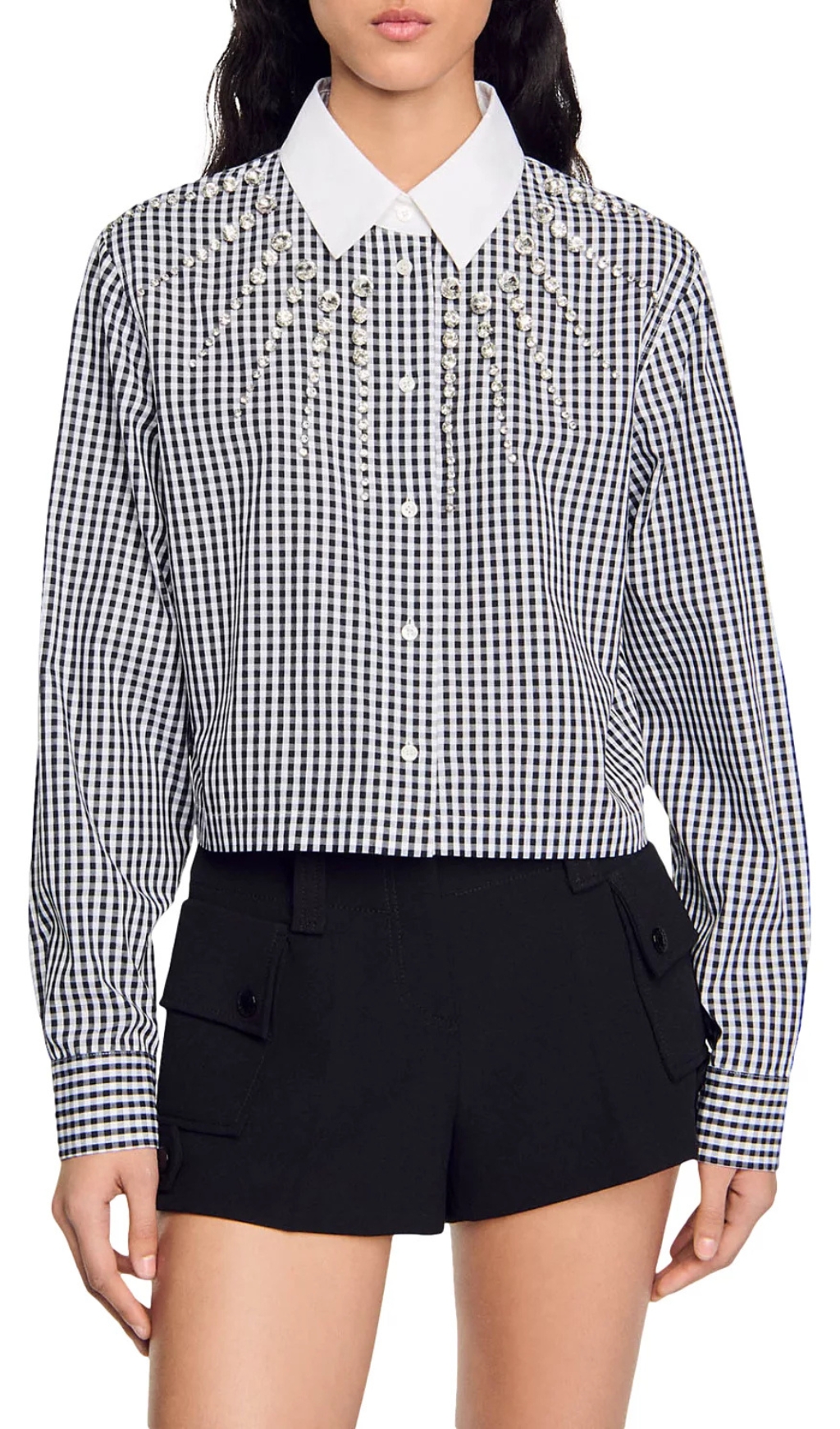 Fashionslee Women Rockfall Gingham Embellished Shirt