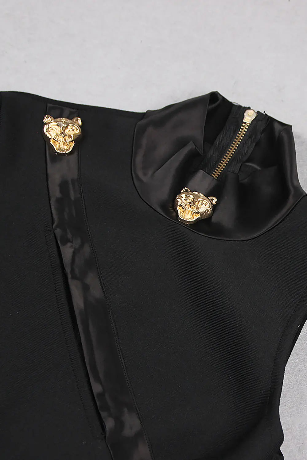Fashionslee Women Panther Head Cut Out Asymmetric Mini Bandage Dress