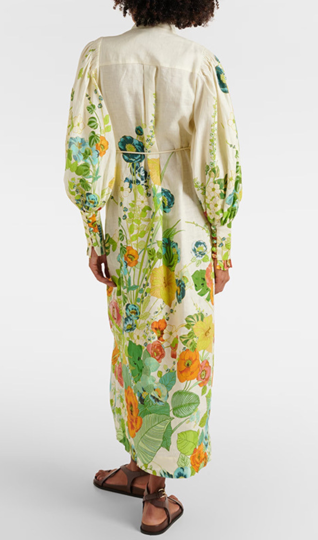 Fashionslee Women Baha Floral Printed Puff Sleeve Maxi Dress