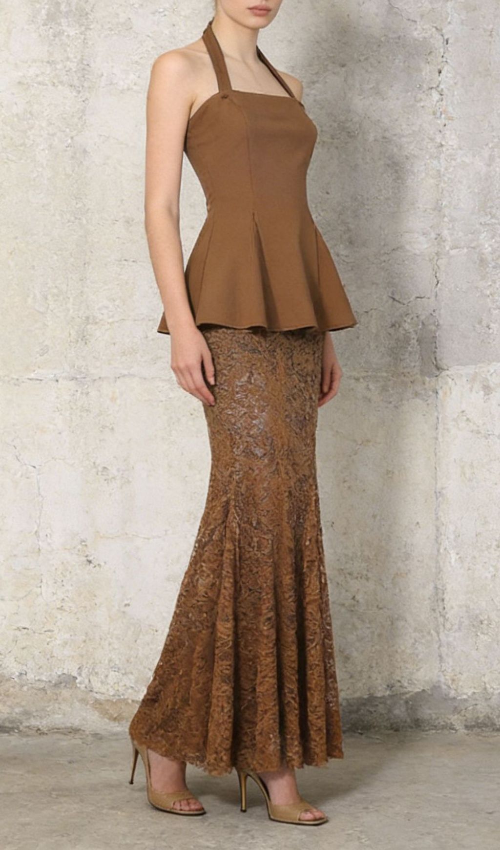 Fashionslee Women Janiah Halter & Lace Maxi Skirt Set
