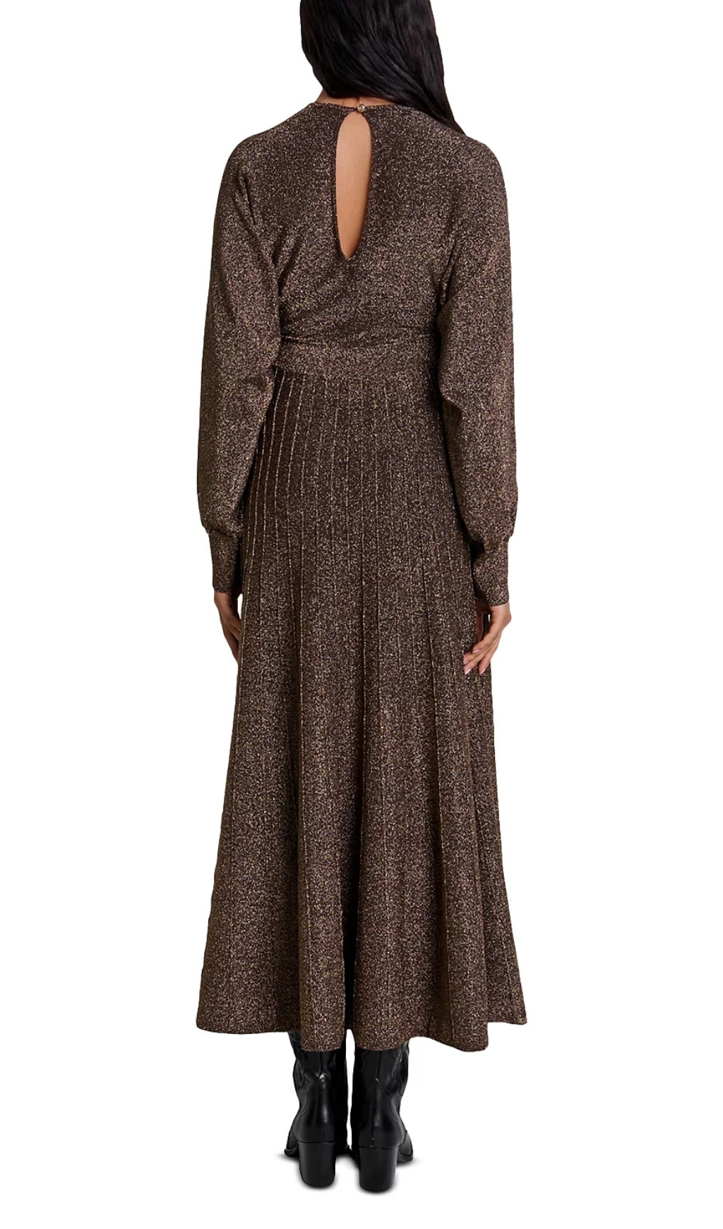 Fashionslee Women Rillante Metallic Knit Maxi Dress
