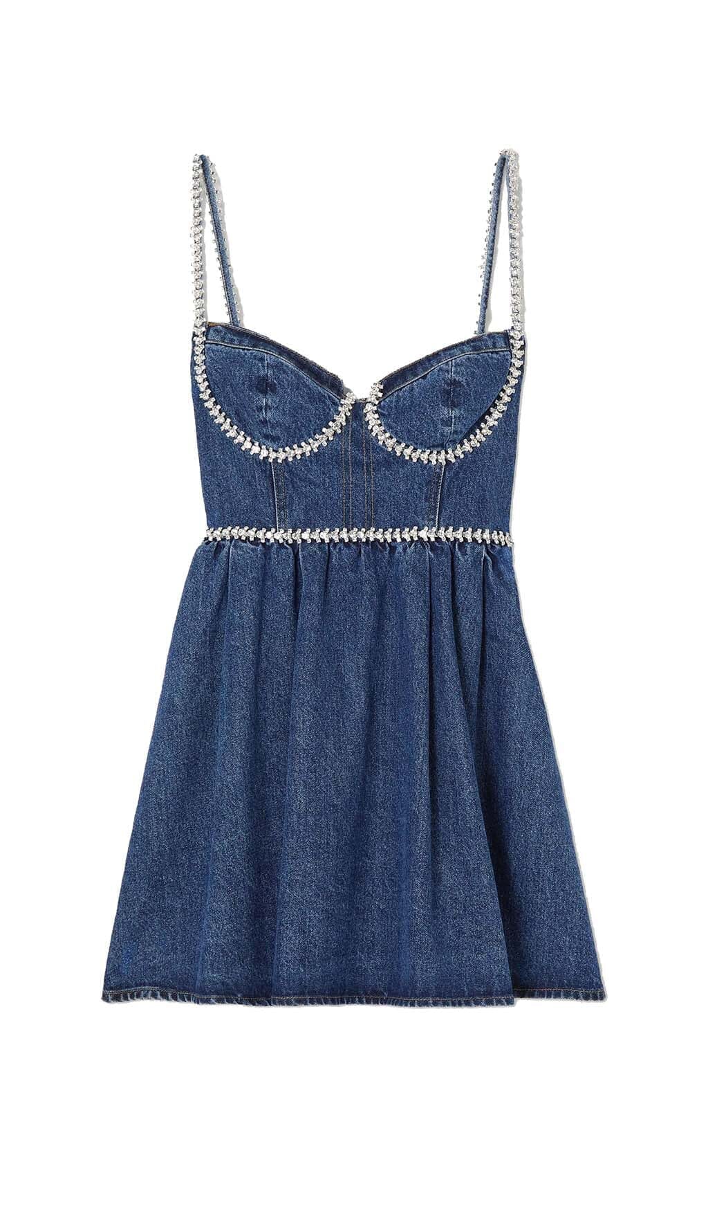 8ed2b86d9d9a861ac77f0637c08aa4d9.jpeg Fashionslee Women Crystal-Embellished Denim Mini Dress In Blue