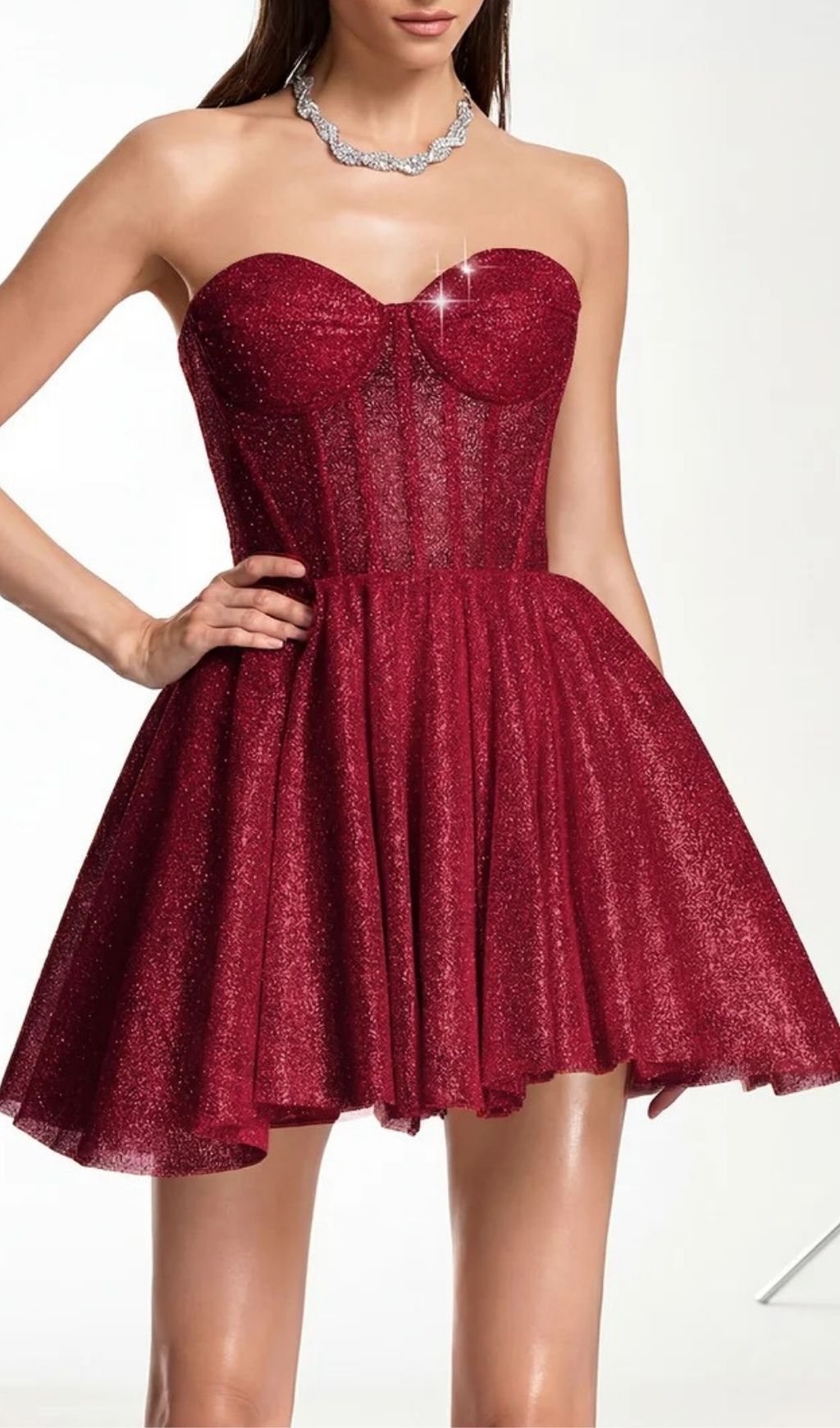 8f09fbafb0089fd5f65c4a1b8f99cd3c.jpg Fashionslee Women Darda Strapless Glitter Corset Mini Dress In Wine