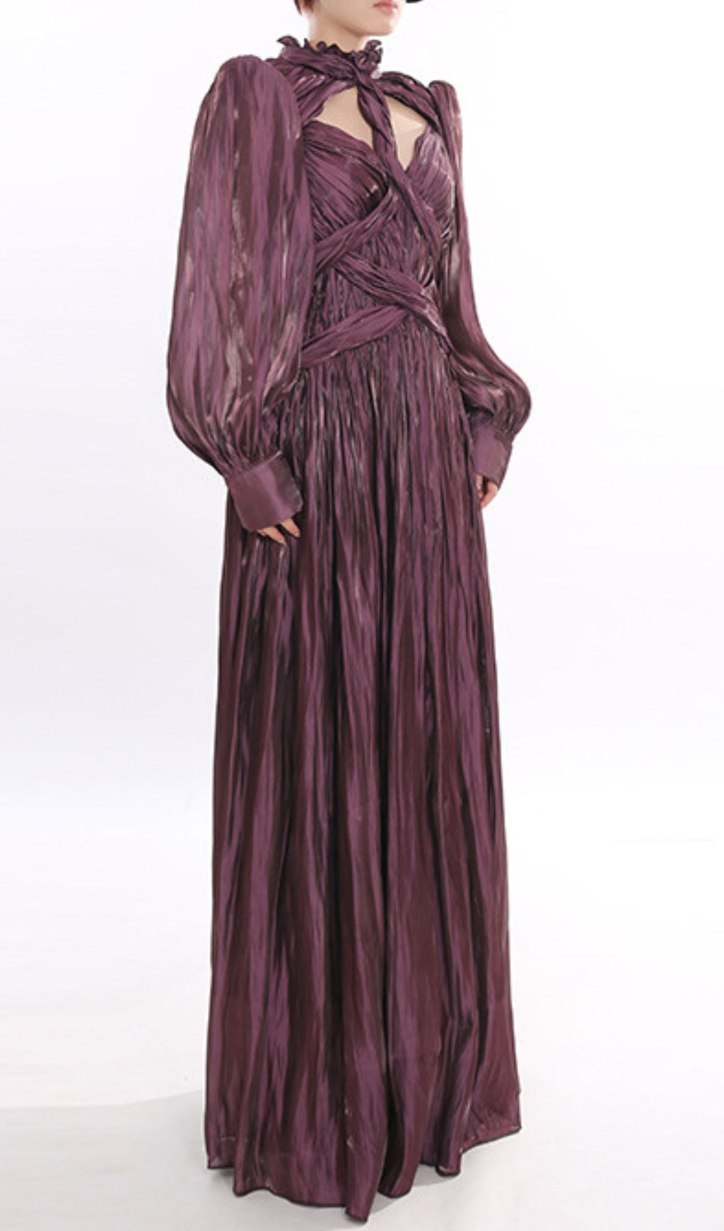 8f0e31a18edd162c66ecbe8ef39eff34.jpg Fashionslee Women Bauer Balloon Sleeve Twisted Maxi Dress