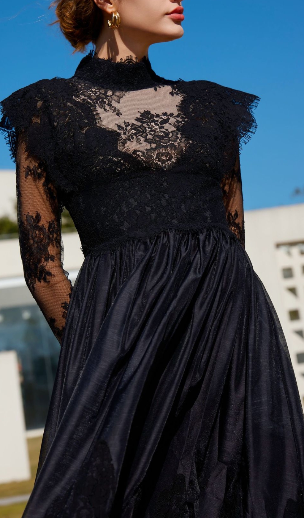 8f1e489cdcdf463d3b42bb42c474922c.jpg Fashionslee Women Bavo Black Lace Long Sleeve Maxi Dress
