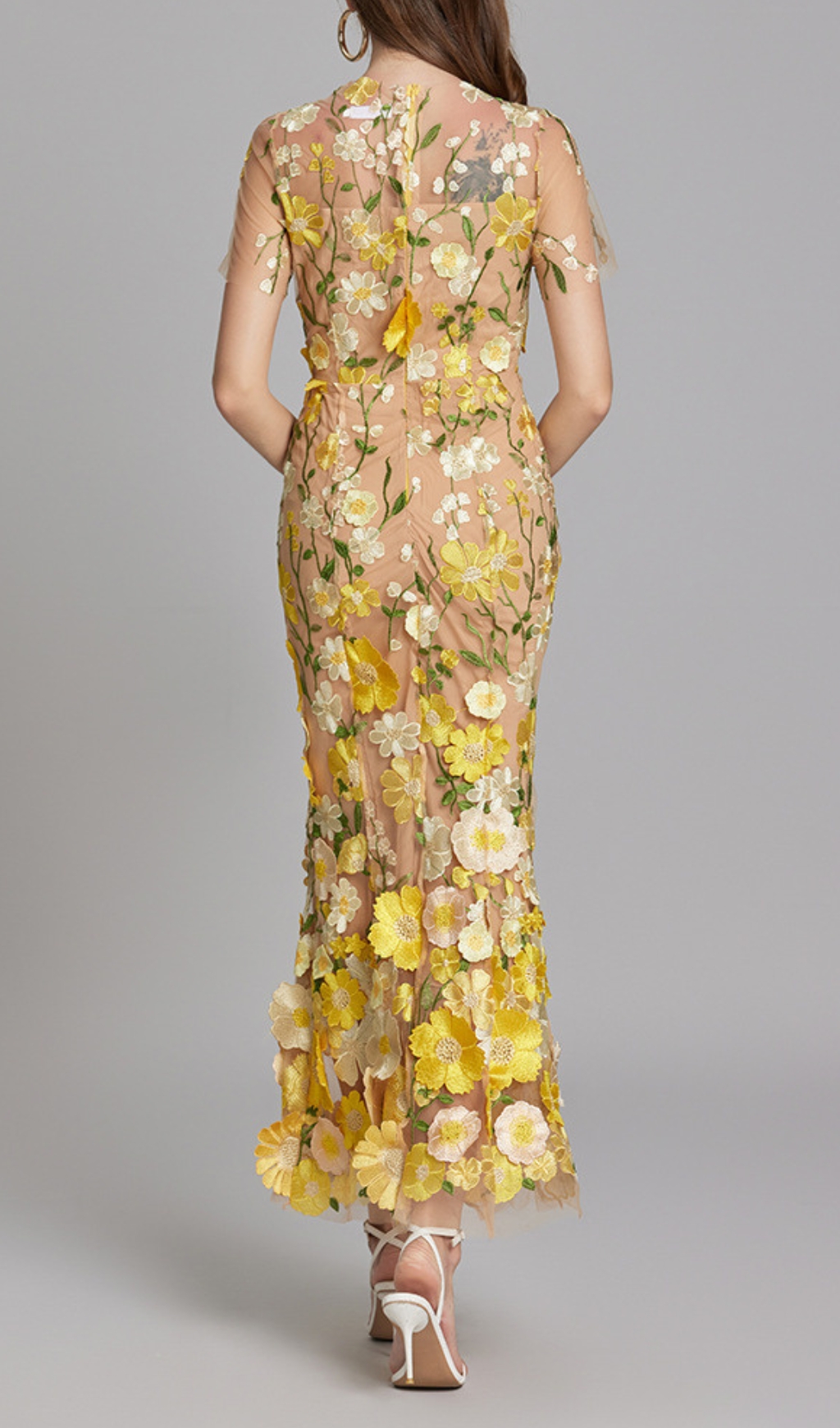 8f2146f396866dfd9d42ba19190d4078.jpg Fashionslee Women Carol Yellow Floral Embroidery Mesh Fishtail Midi Dress