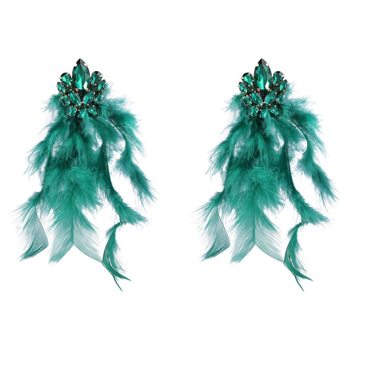 8f3287720198af0416cbceeaee634597.jpeg Fashionslee Women Rhinestone Feather Earrings