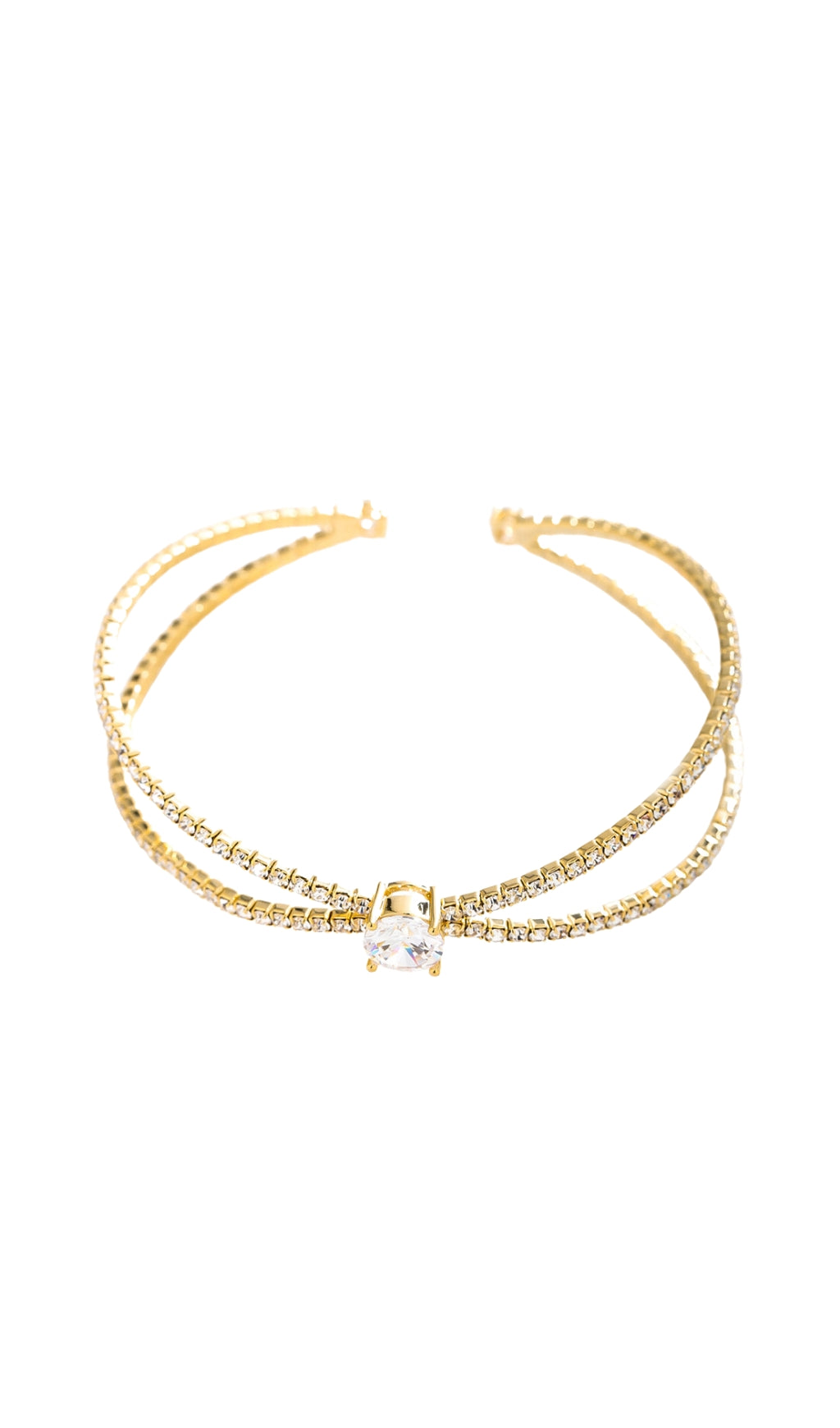 Fashionslee Women Gold Diamante Pendant Cuff Bracelet