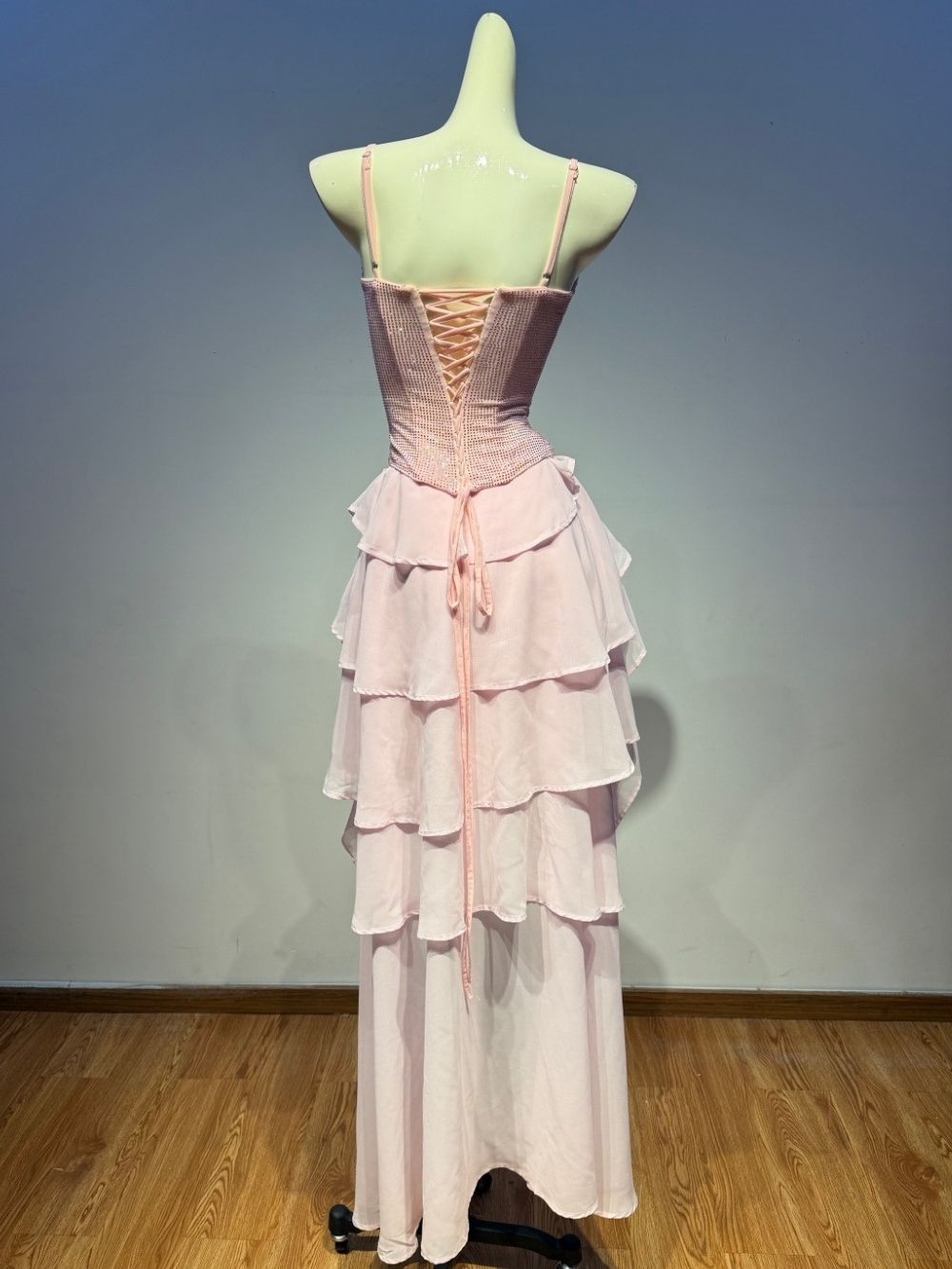 PINK AESTHETIC STRAPPY RUFFLE MAXI DRESS - OWNCI PINK AESTHETIC STRAPPY RUFFLE MAXI DRESS - OWNCI