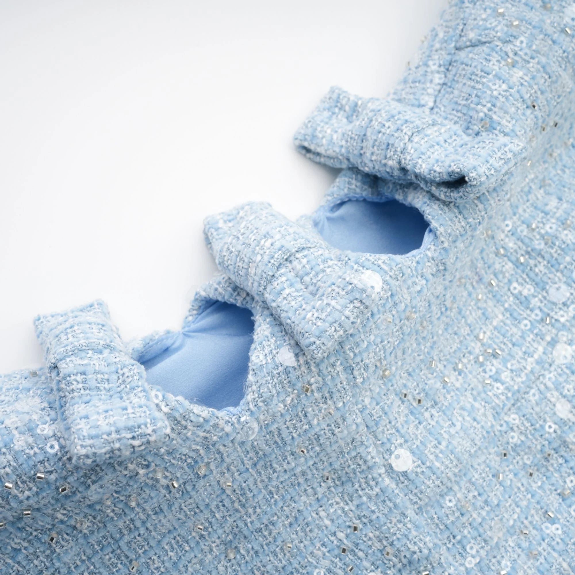 Fashionslee Women Ayaan Blue Boucle Cutout Mini Dress