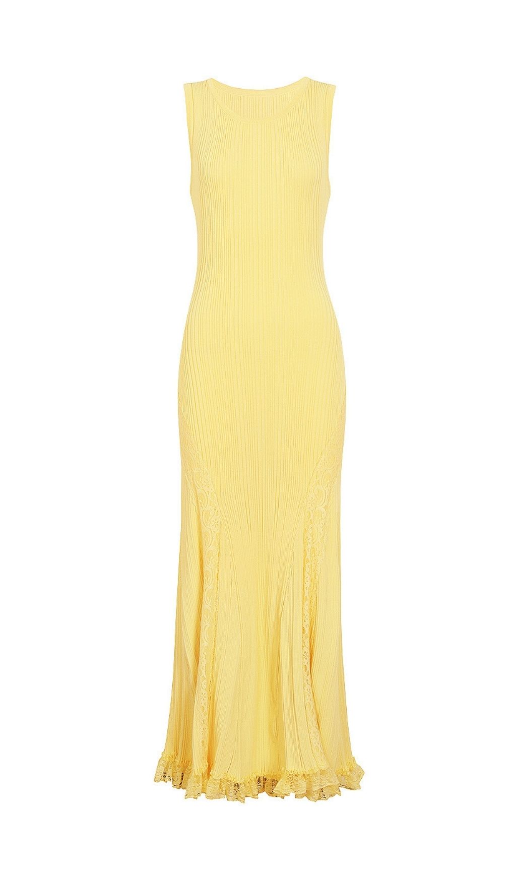 Fashionslee Women Kinzy Yellow Sleeveless Lace Midi Dress
