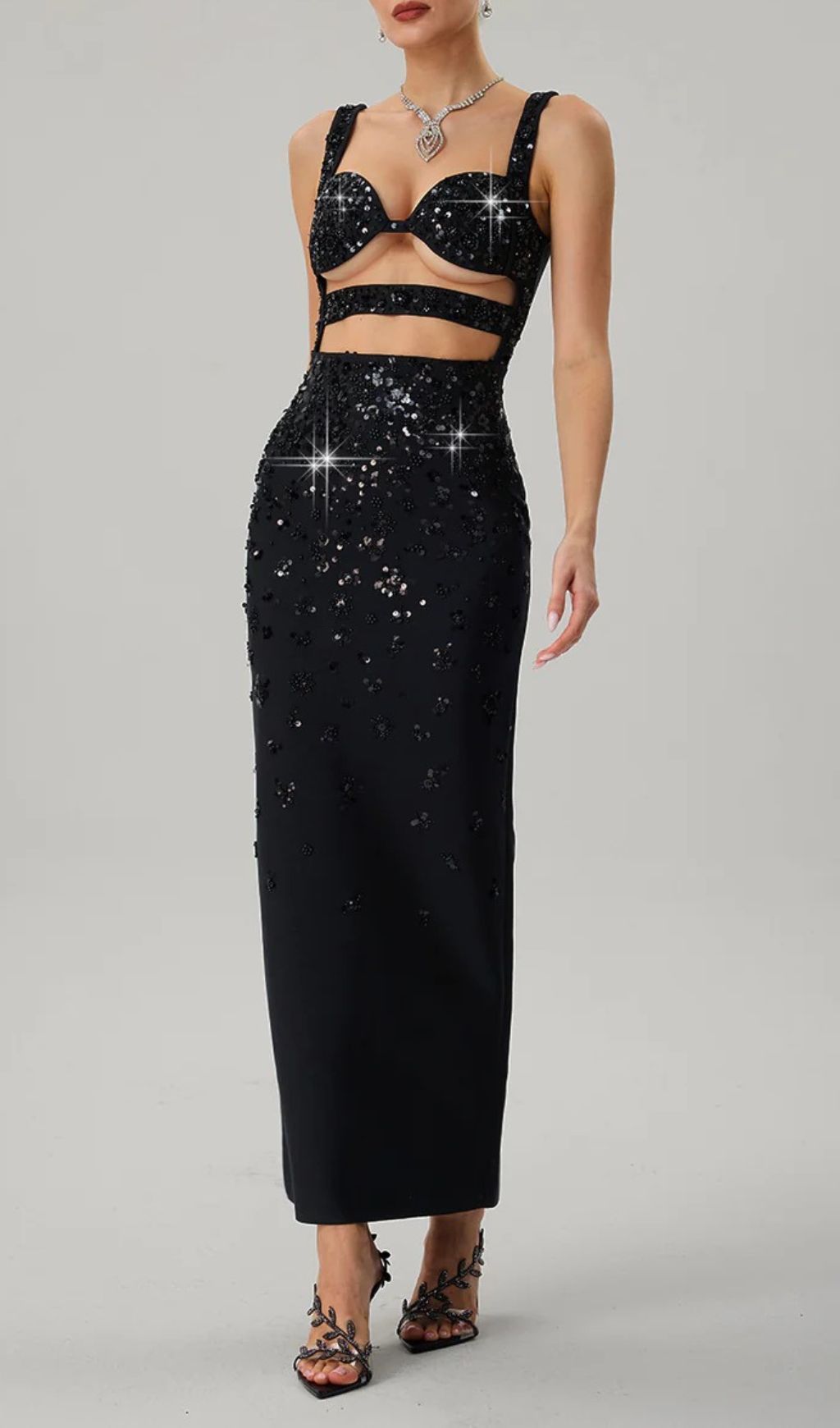 8fd158ecb869bdd576ceeeaa3056a58a.jpg Fashionslee Women Jetmixor Cutout Sequin Bandage Maxi Dress