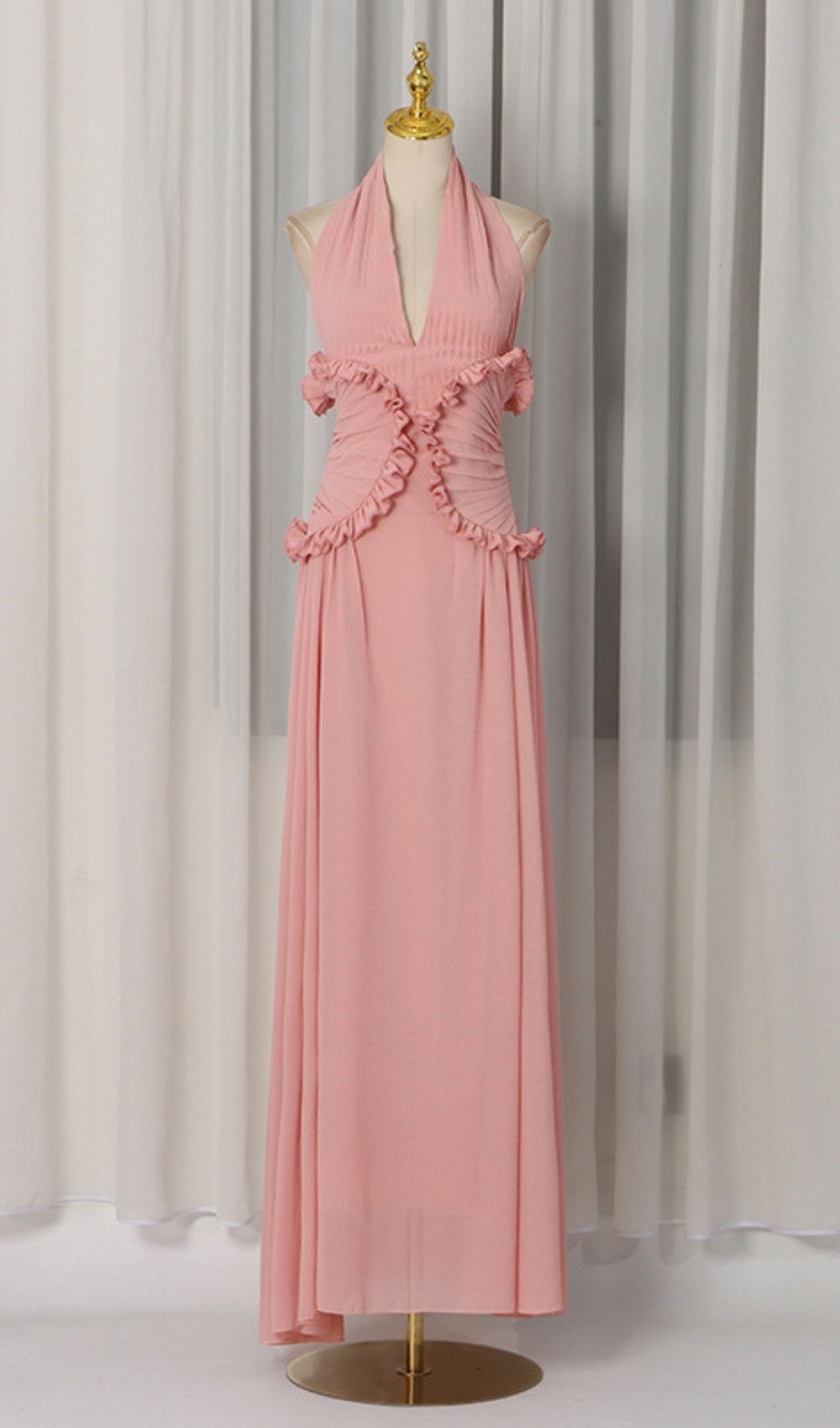 Fashionslee Women Kallisto Halter Pleated Maxi Dress
