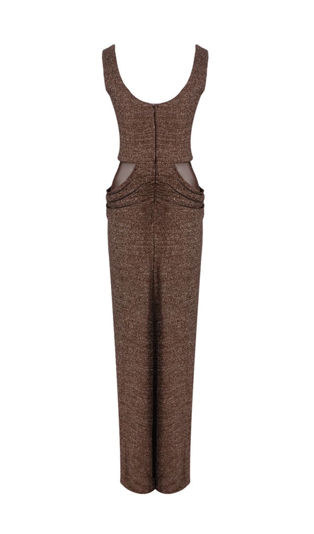 Fashionslee Women Kat Brown Ruched Maxi Dress