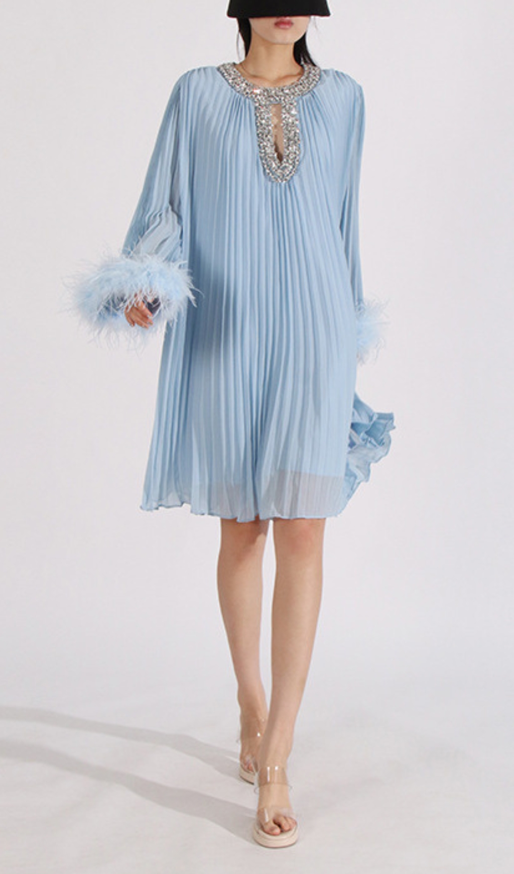 Fashionslee Women Carlson Diamond Fold Feather Mini Dress