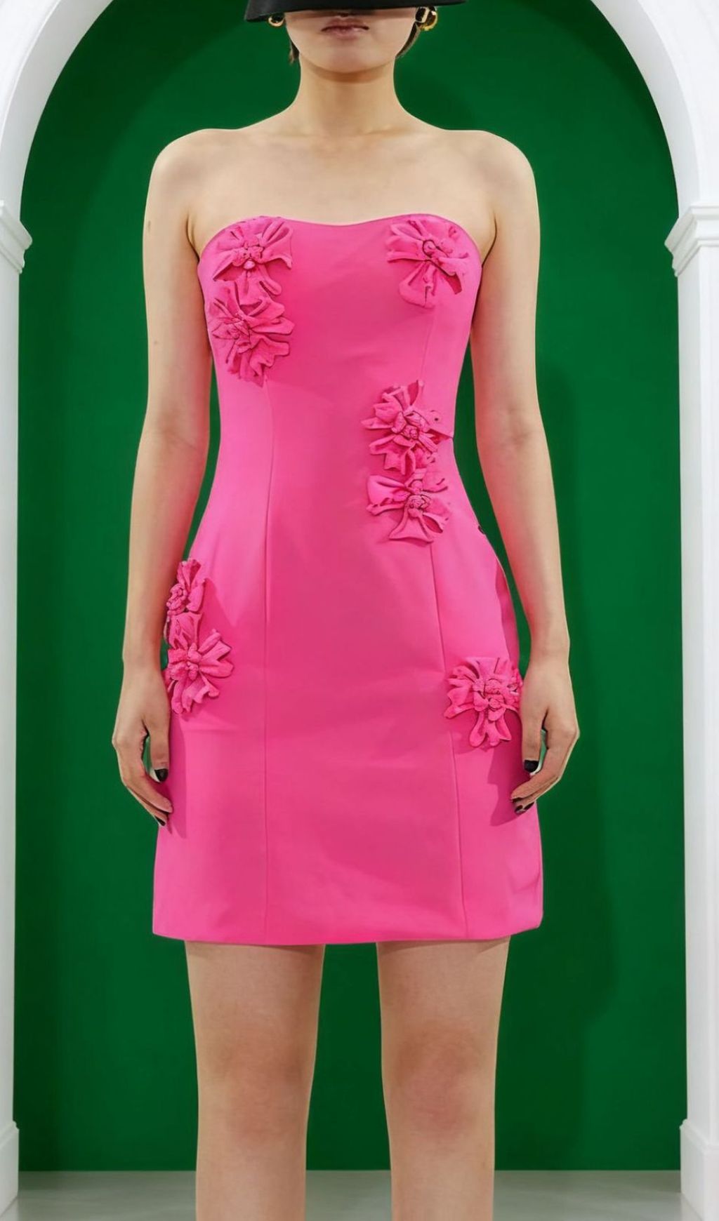 Fashionslee Women Holleen Pink Strapless Flower Mini Dress