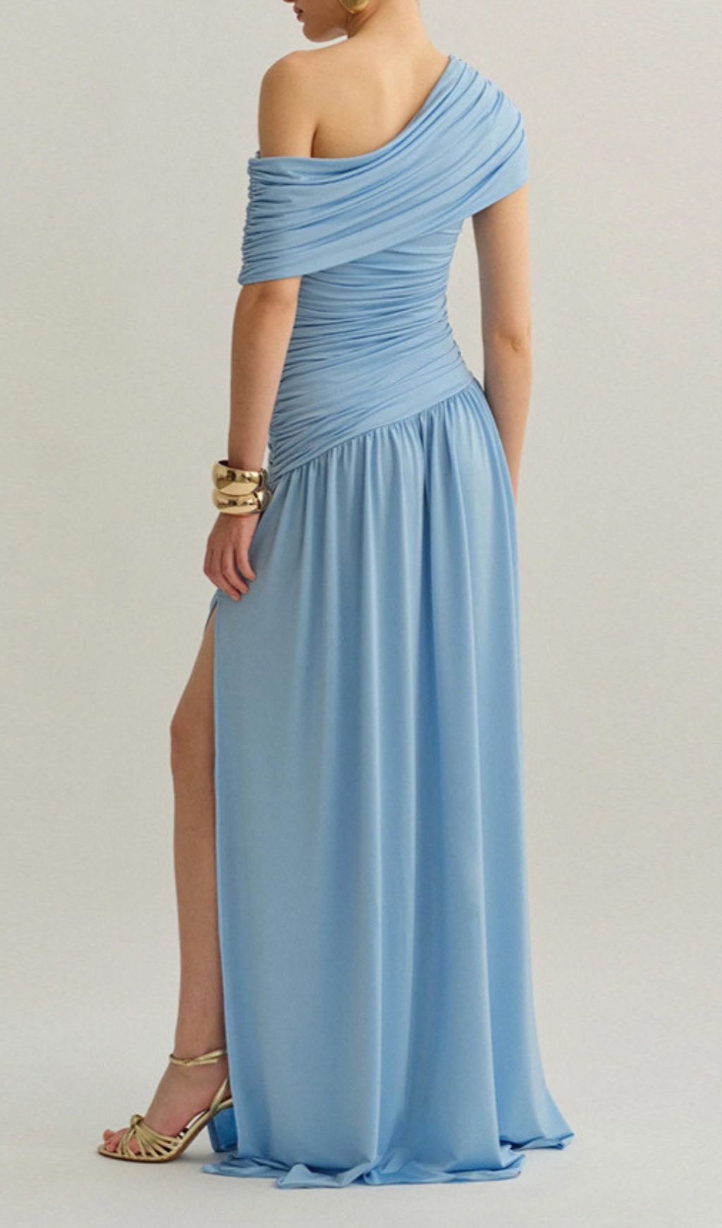 Fashionslee Women Josefa Blue Ruched Maxi Dress