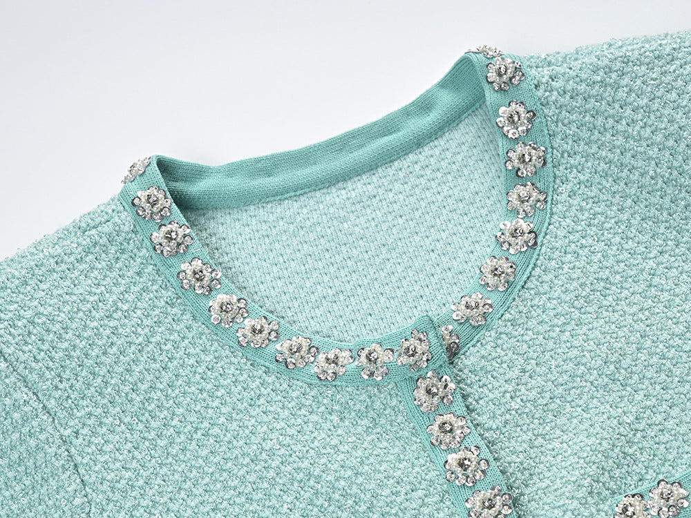 902a3f4e4df96cbd93b7c8e5257f1644.jpeg Fashionslee Women Arleth Mint Sequin Knit Mini Dress
