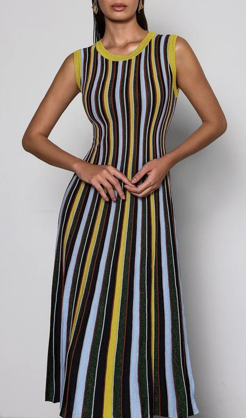 90460ae864a47ae67a156b61b99ca315.jpg Fashionslee Women Malyxa Sleeveless Stripe Knit Midi Dress