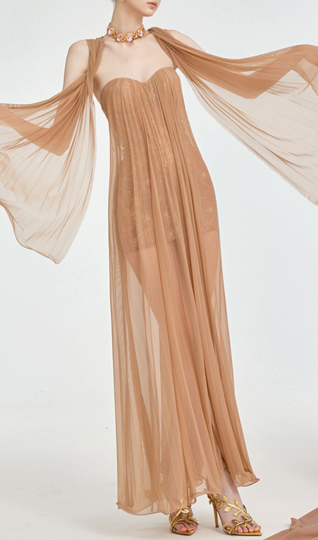 909d4fcba659cb4f768f0c8441250c6e.jpg Fashionslee Women Fintan Strapless Mesh Lace Maxi Dress