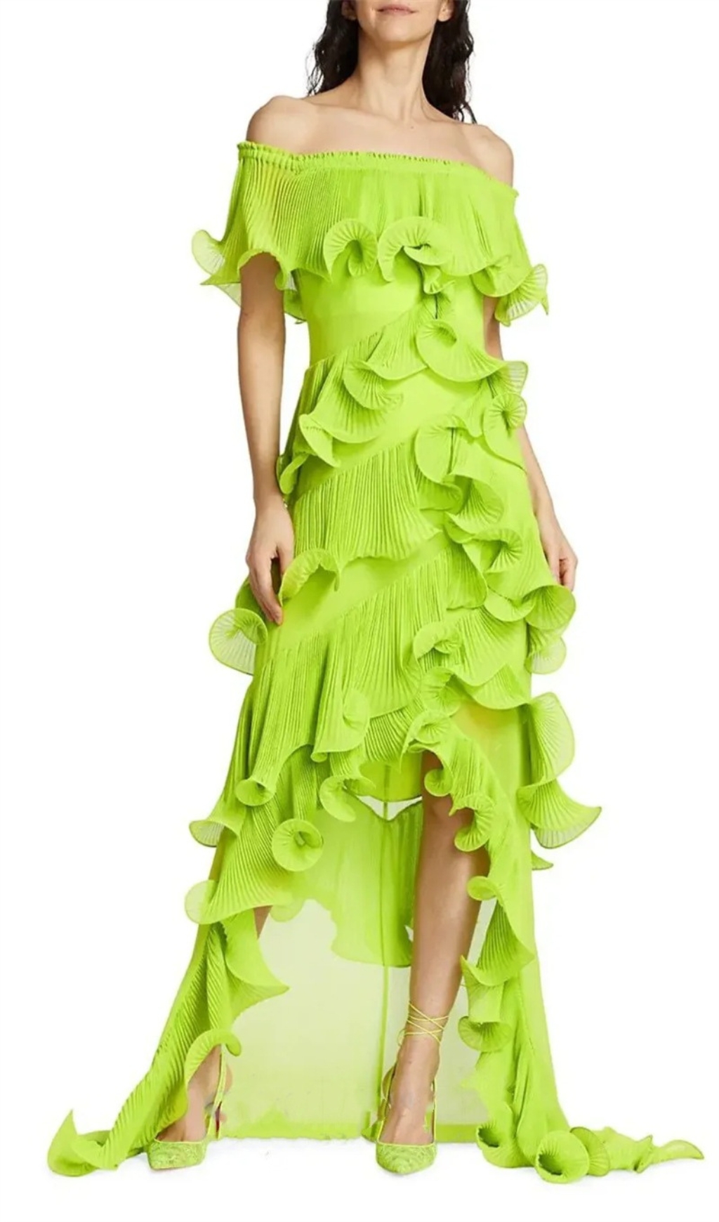 Fashionslee Women Dyveke Green Off-Shoulder Ruffle Maxi Dress