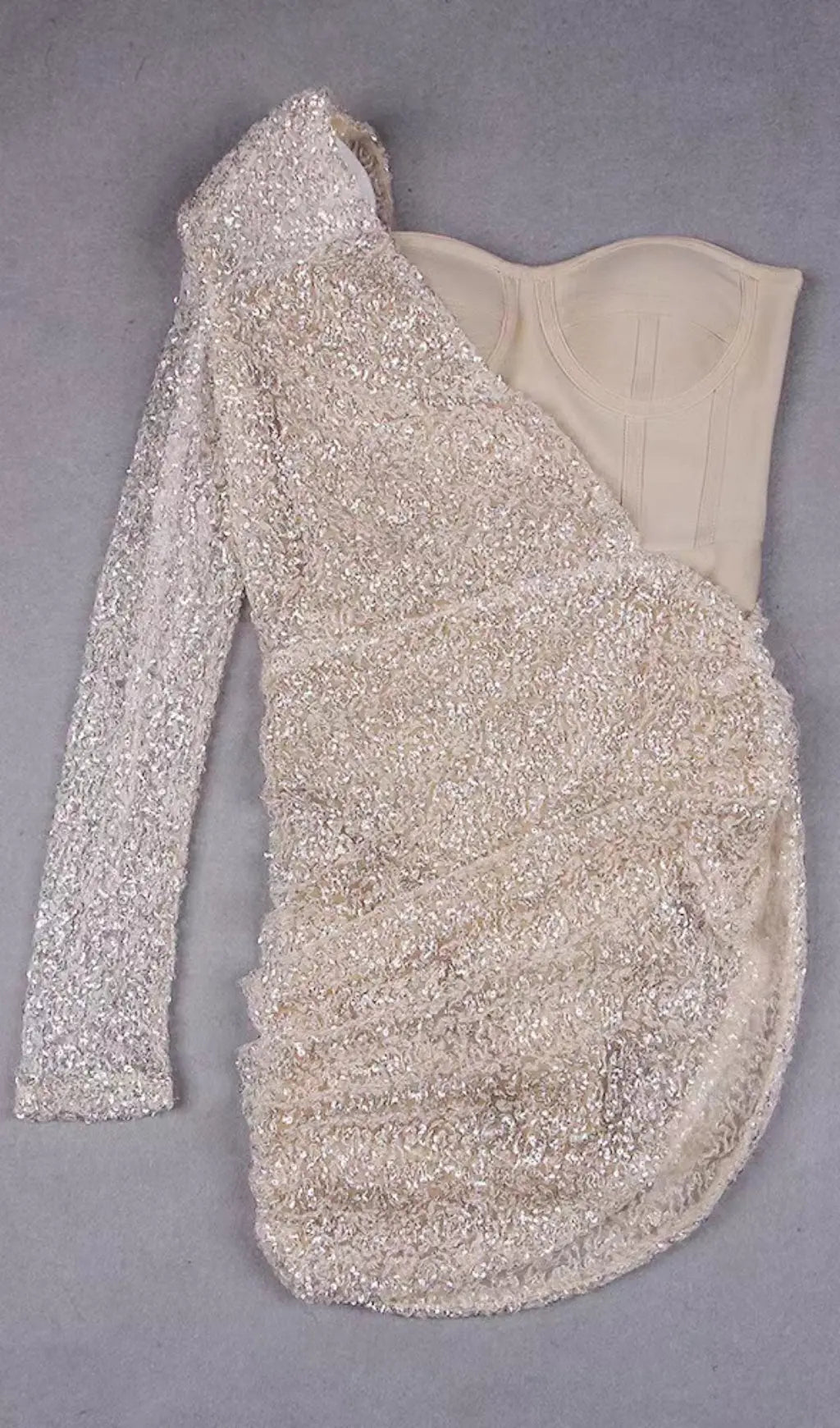 Fashionslee Women Khaki Shiny Sequin Bandage Mini Dress