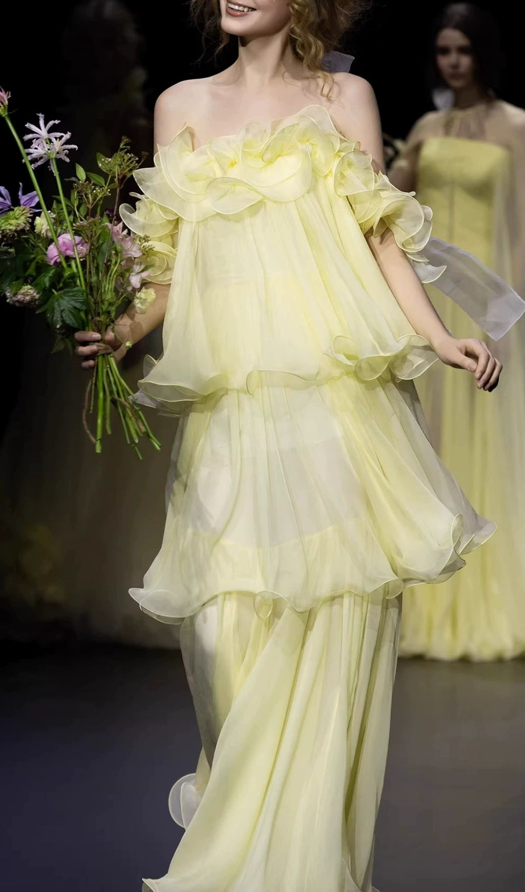 TRENDING YELLOW OFF-SHOULDER RUFFLE MAXI DRESS - OWNCI TRENDING YELLOW OFF-SHOULDER RUFFLE MAXI DRESS - OWNCI