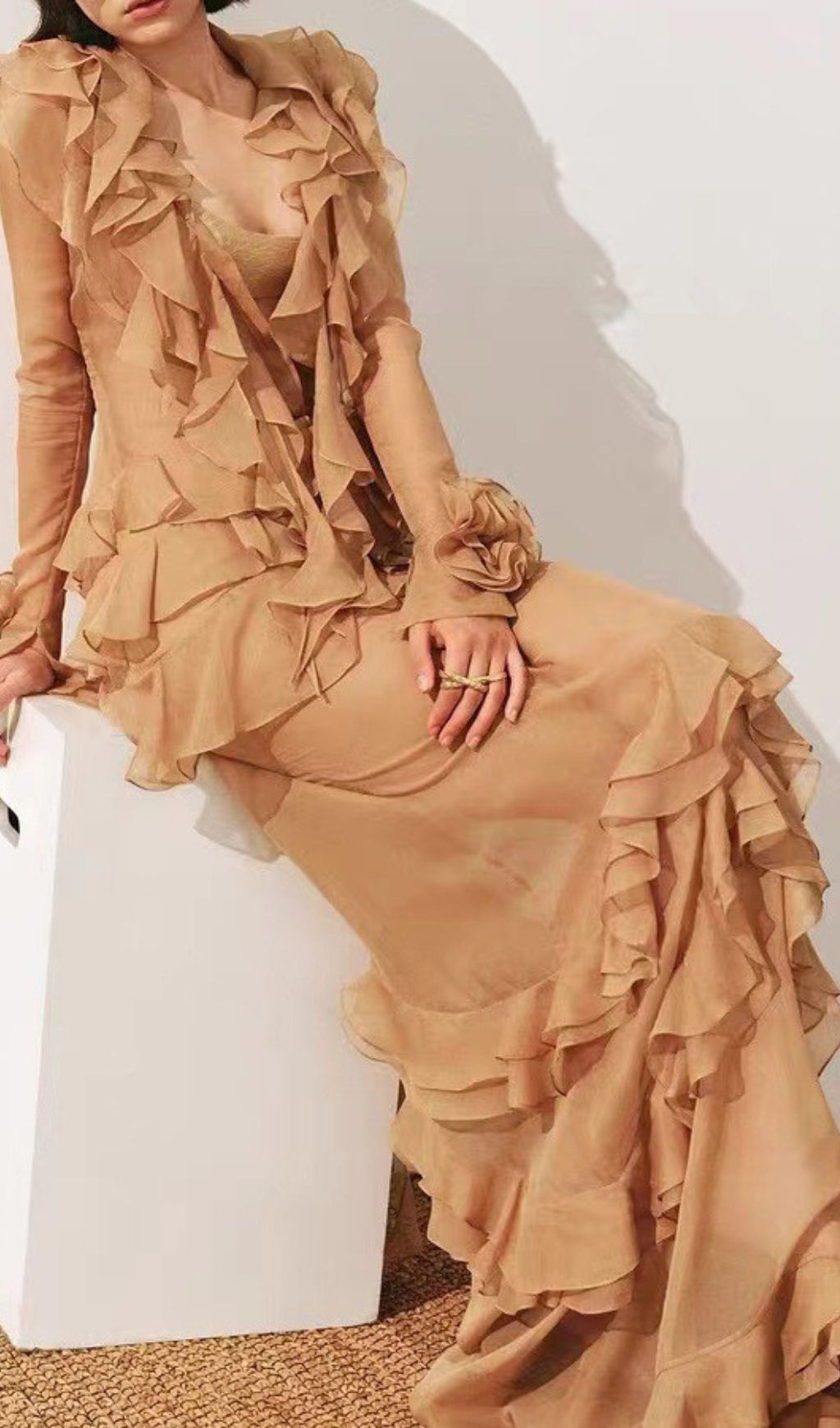 RUFFLE MAXI DRESS IN VIRAL AESTHETIC - OWNCI RUFFLE MAXI DRESS IN VIRAL AESTHETIC - OWNCI