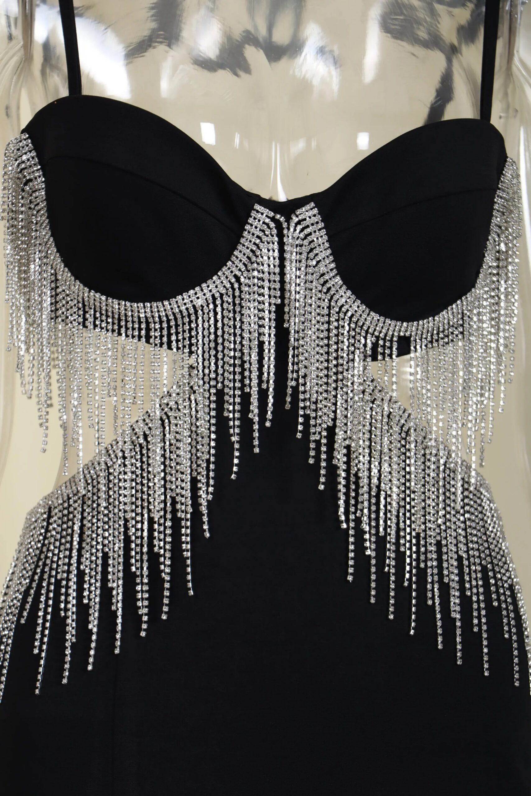 91262e2a94eb485b3666ea4841776f91.jpeg Fashionslee Women Black Diamond Tassel Slit Maxi Dress