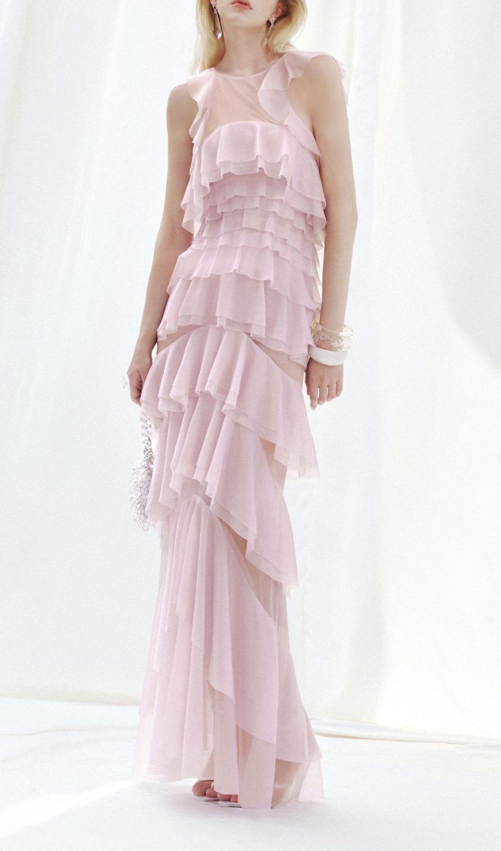 9136235d0848fe6cb9f9587017b992c6.jpg Fashionslee Women Knute Pink Ruffle Layered Backless Maxi Dress