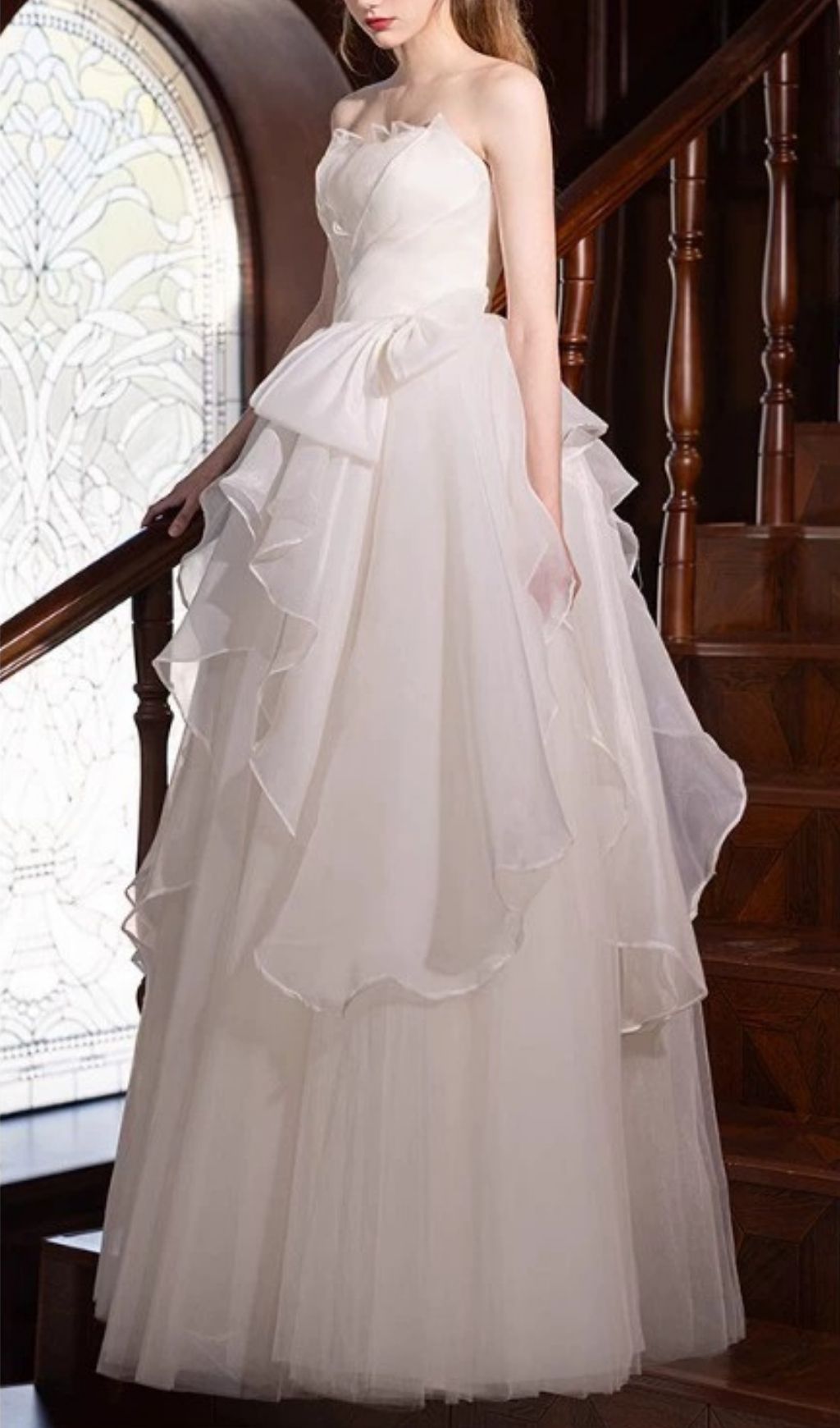 914f77de54665a743930635ed4c1002c.jpg Fashionslee Women Karlie White Strapless Mesh Maxi Dress