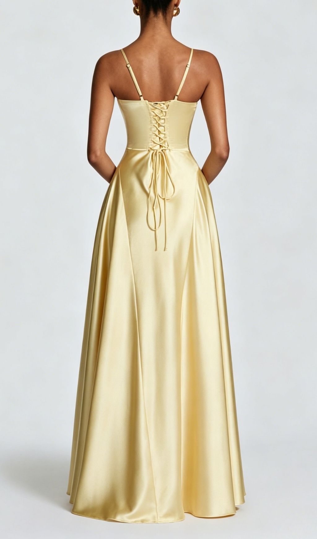 Fashionslee Women Krikor Yellow Strappy Satin Maxi Dress