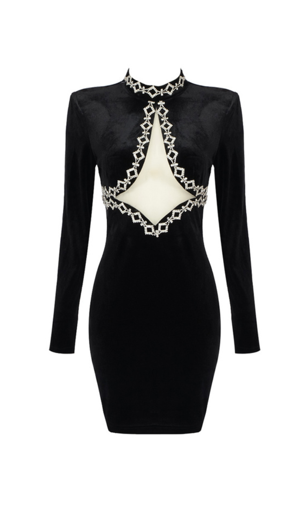 BLACK CUTOUT DIAMOND VIRAL MINI DRESS - OWNCI