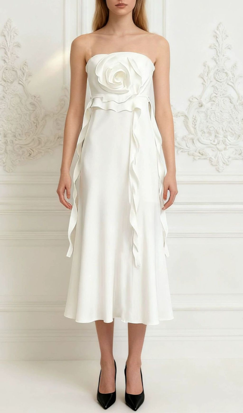 Fashionslee Women Inga Strapless Flower Midi Dress