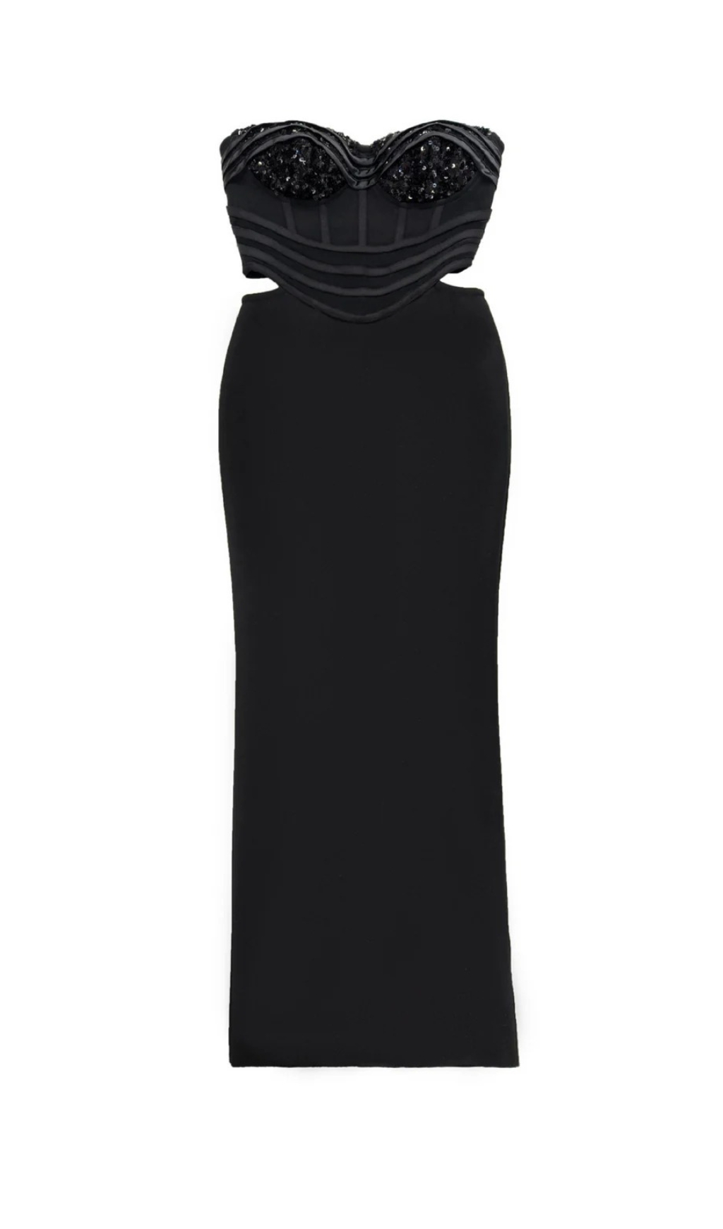 Fashionslee Women Chelsa Black Strapless Corset Bandage Maxi Dress